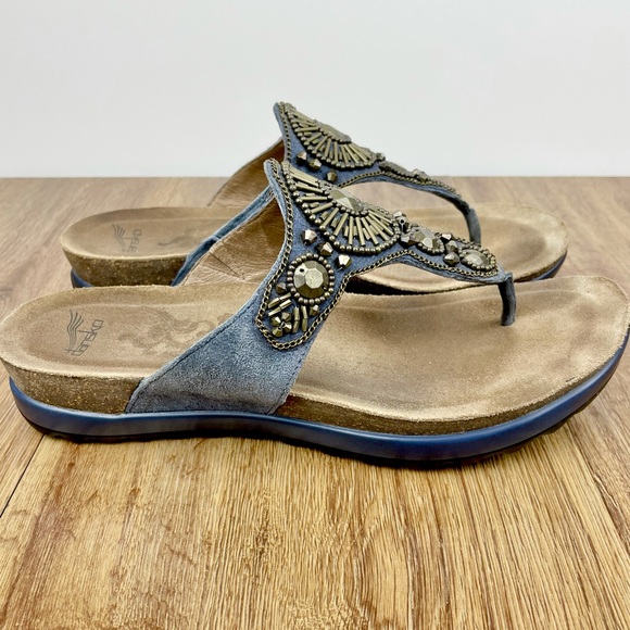 Dansko Jeweled Suede Pamela Wedge Sandals - Picture 3 of 7